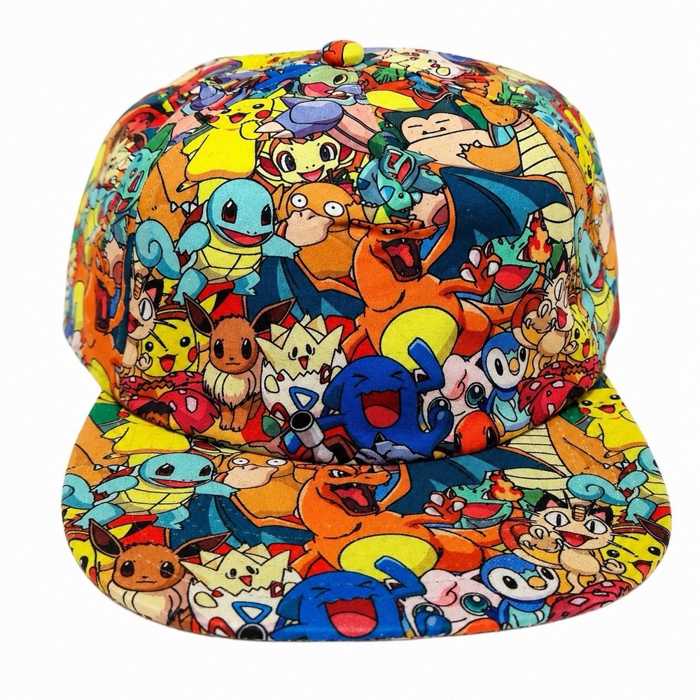 2016 Pokemon Snapback Hat All Over Print Pikachu Charizard Nintendo One Size